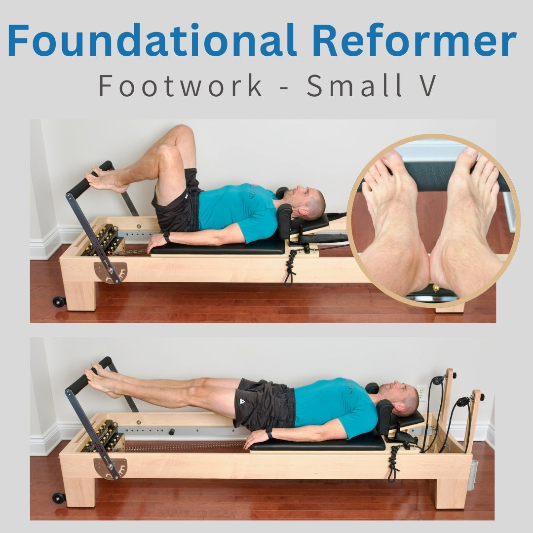 Pilates Footwork exercise using the Reformer machine - Positions +  variations